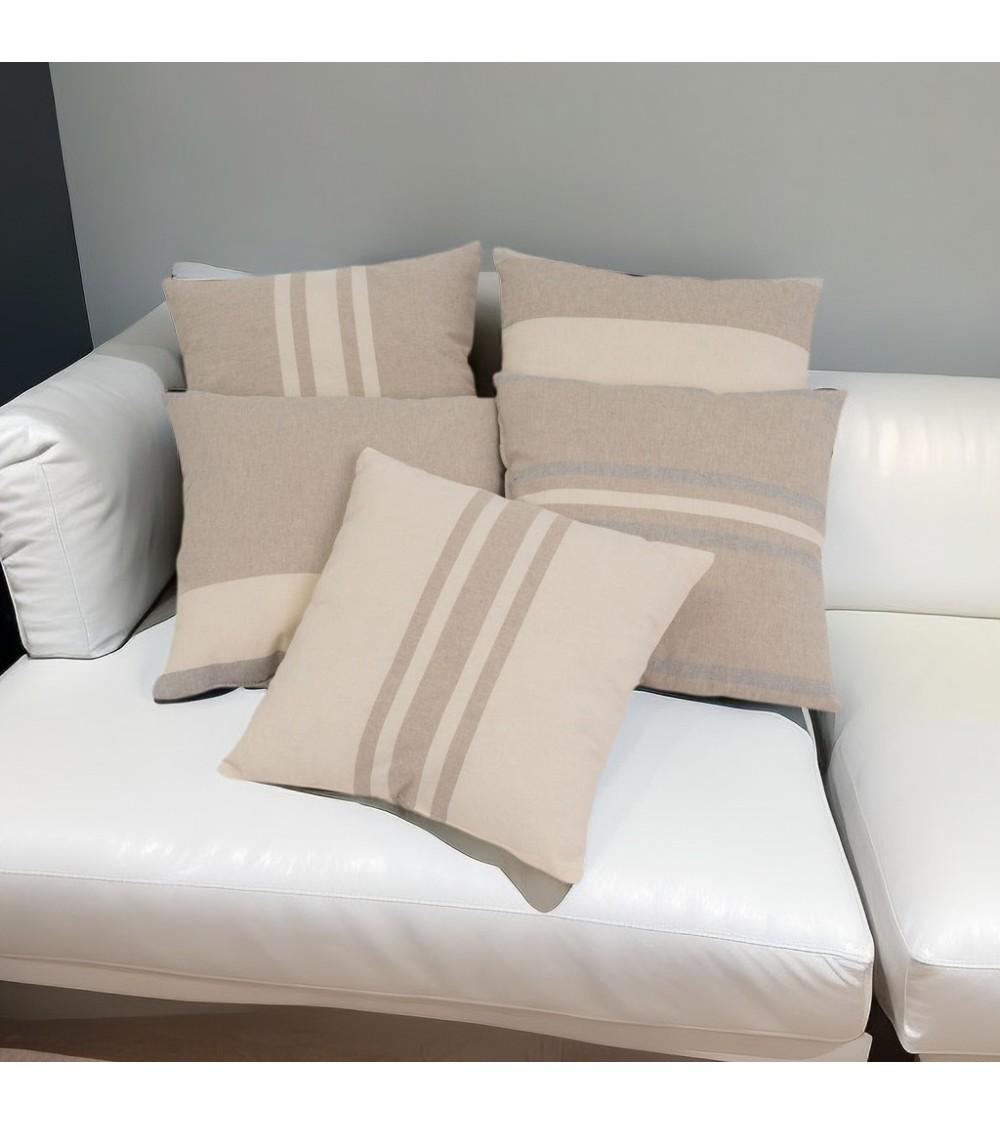 Dcasa Conjunto De 5 Cojines De Rayas Beige De Algodón Natural De 45x45 Cm Con Relleno Incluido