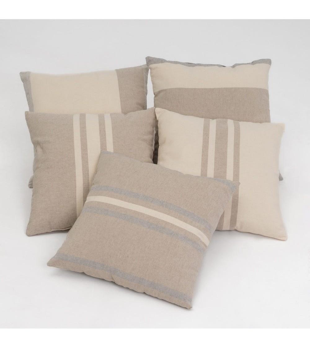 Dcasa Conjunto De 5 Cojines De Rayas Beige De Algodón Natural De 45x45 Cm Con Relleno Incluido