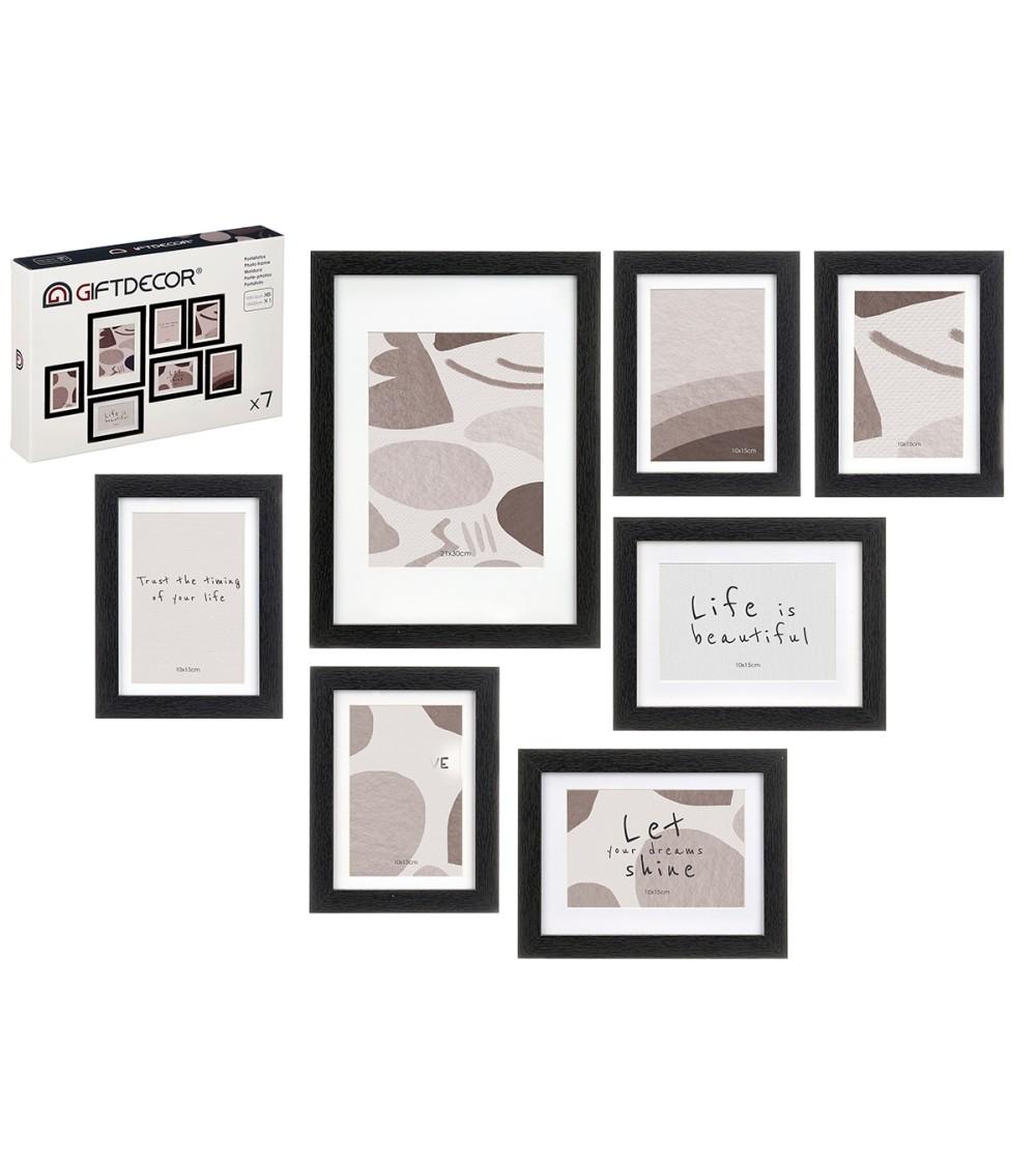 Dcasa Conjunto de 7 Marco de fotos mural pastpardu negro