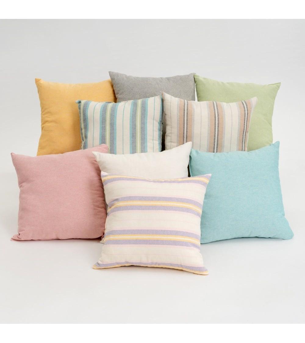 Dcasa Conjunto De 9 Cojines De Rayas Y Lisos De Algodón Natural De 45x45 Cm Con Relleno Incluido