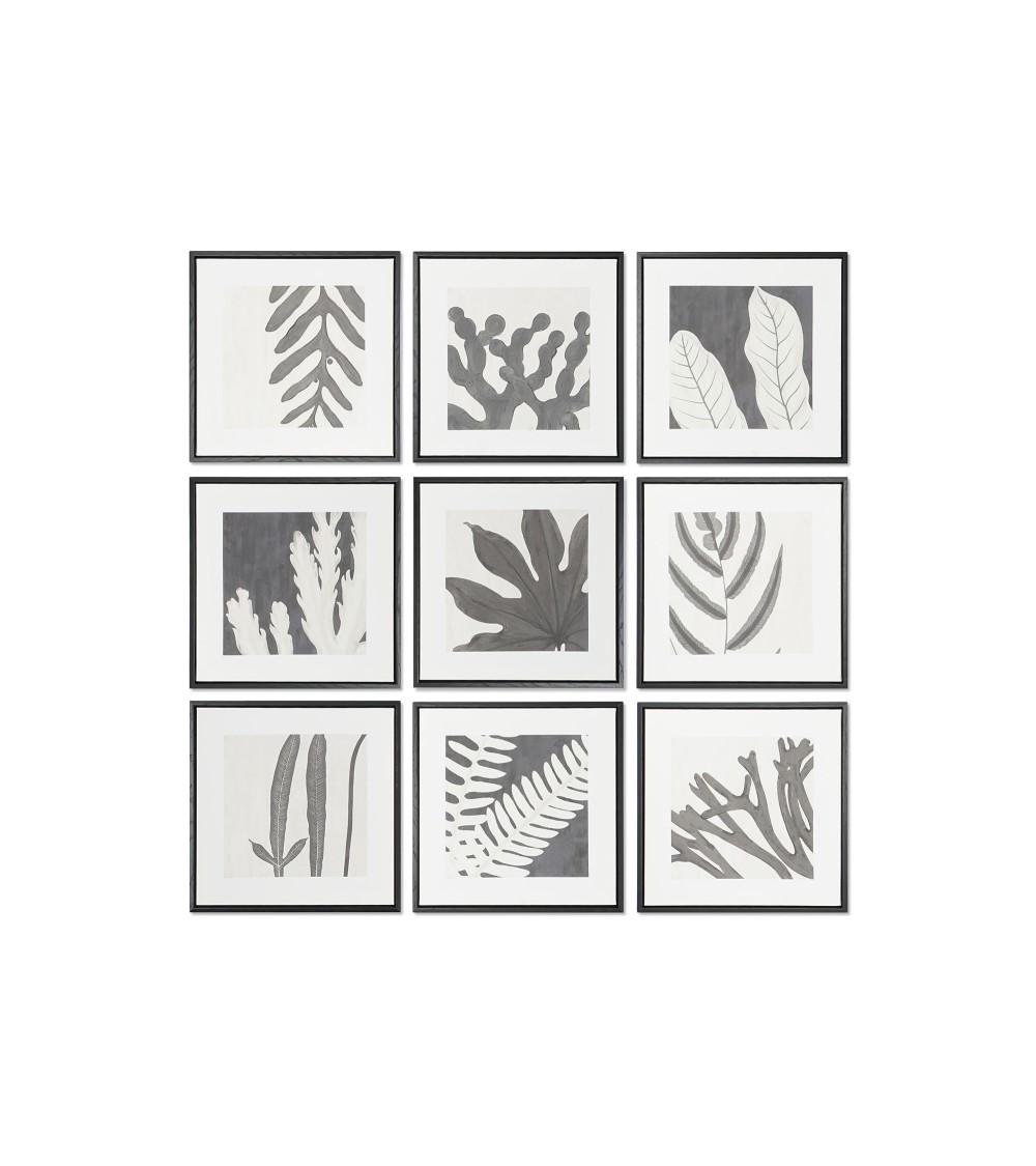 Dcasa Conjunto de 9 cuadro lienzo estilo enmarcado de 40x40 cm