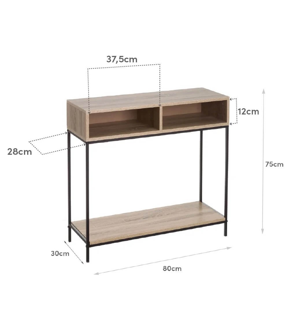 Dcasa Consola Auxiliar Con Estante De Madera Y Metal De 80x30x75 Cm