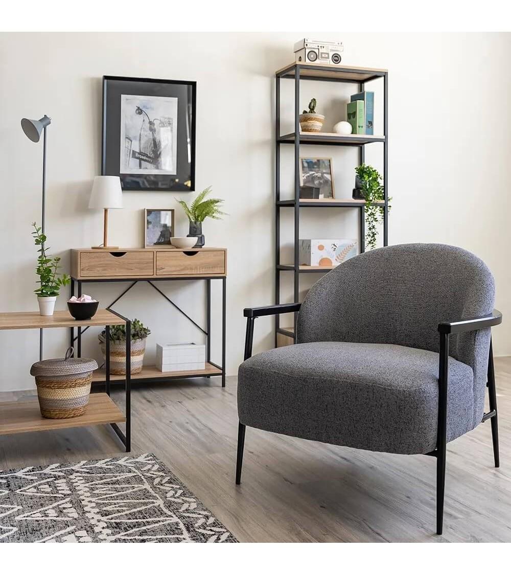 Dcasa Consola De 2 Cajones Y Estante De Color Natural Claro De Madera Y Metal De 80x30x75 Cm