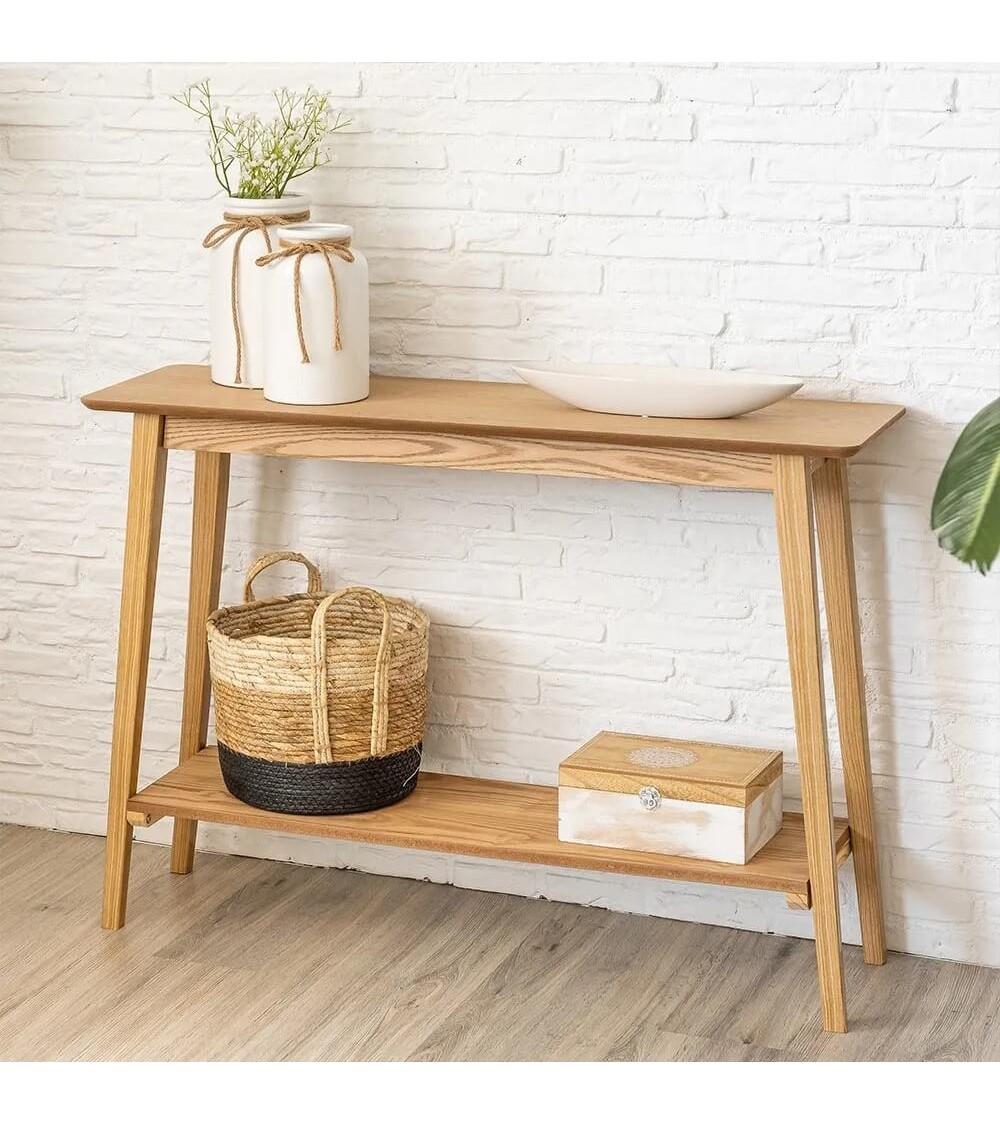Dcasa Consola Mesa Natural De Madera MDF De 72x30x100 Cm