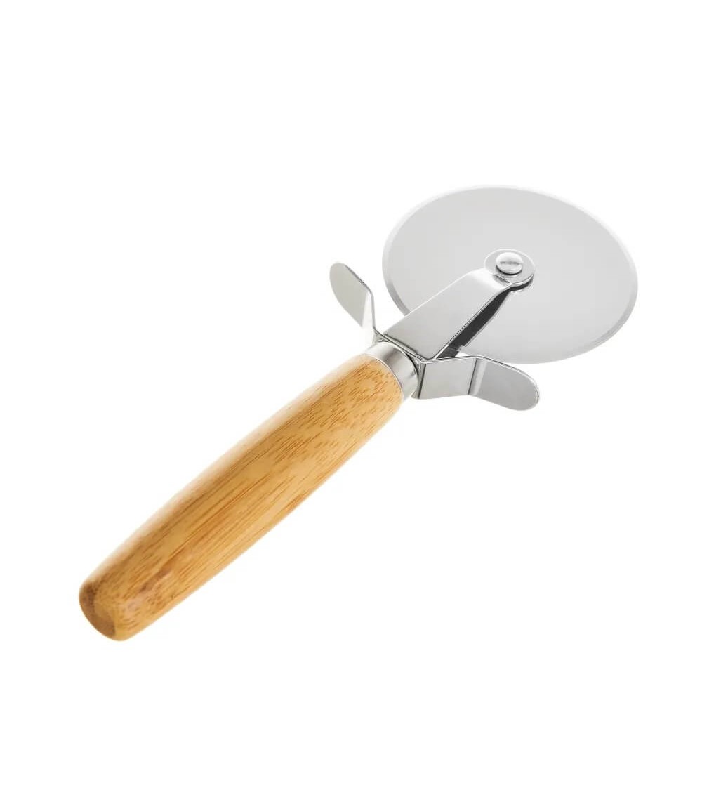 Dcasa Corta Pizza Y Tabla De Cortar De Bambú Natural De 40x30 Cm