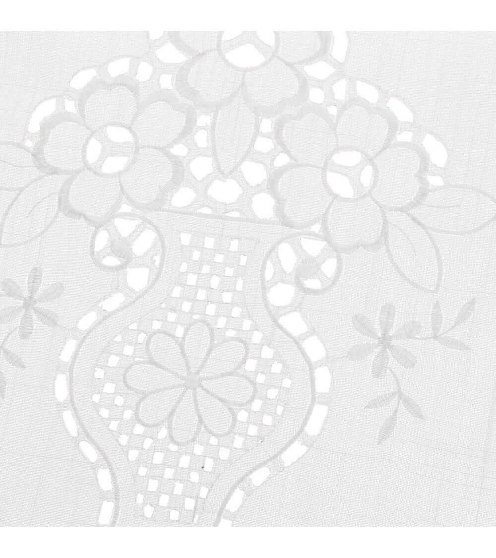 Dcasa Cortina Bordada De Flores Blanca De Tela De 100x150 Cm