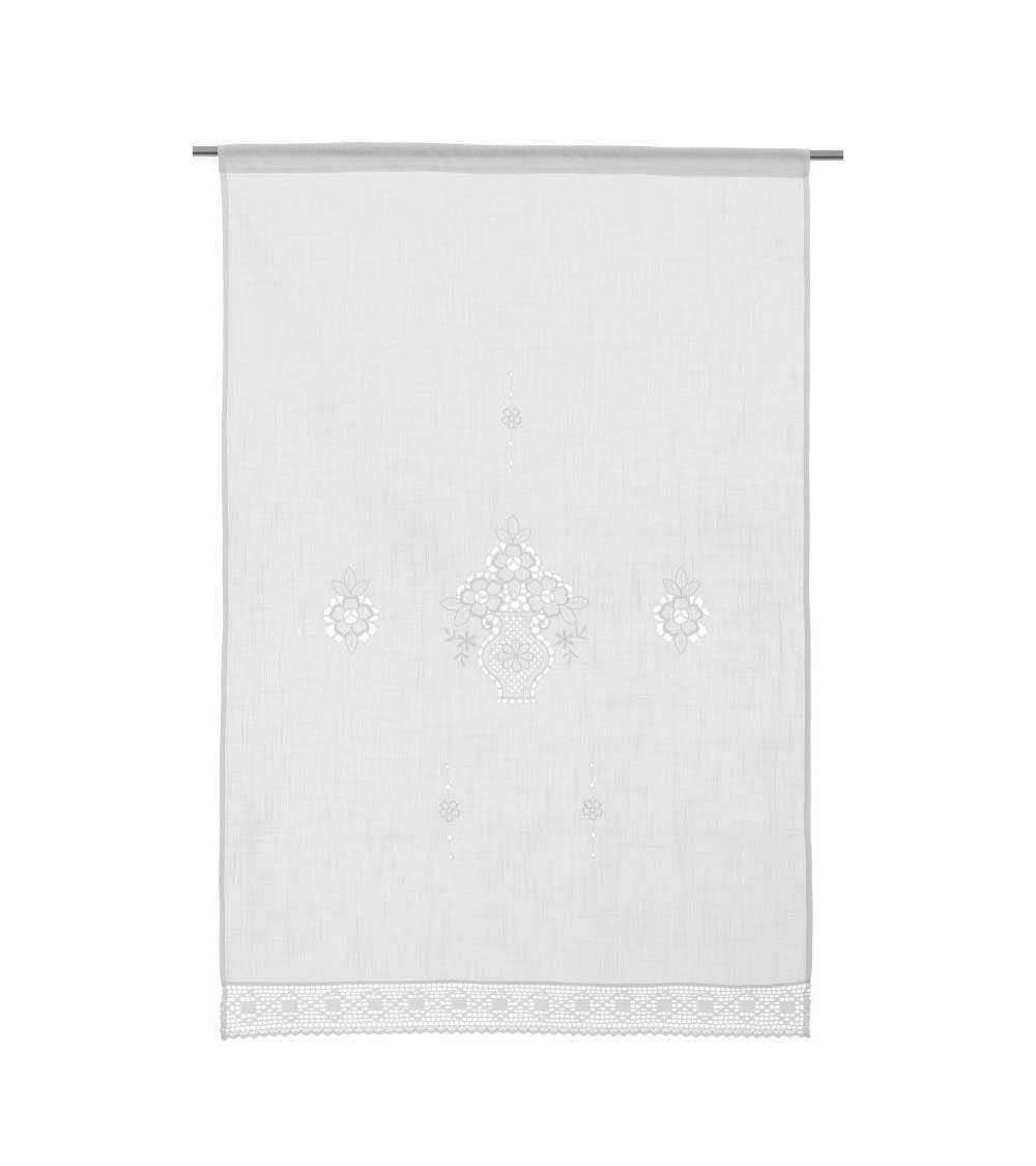 Dcasa Cortina bordada de flores blanca de tela de 100x150 cm
