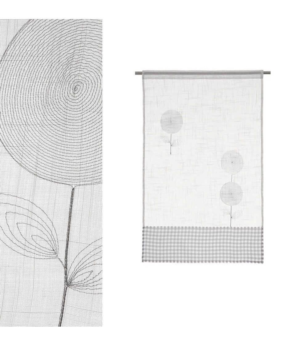 Dcasa Cortina bordada de flores blanca de tela de 70x110 cm