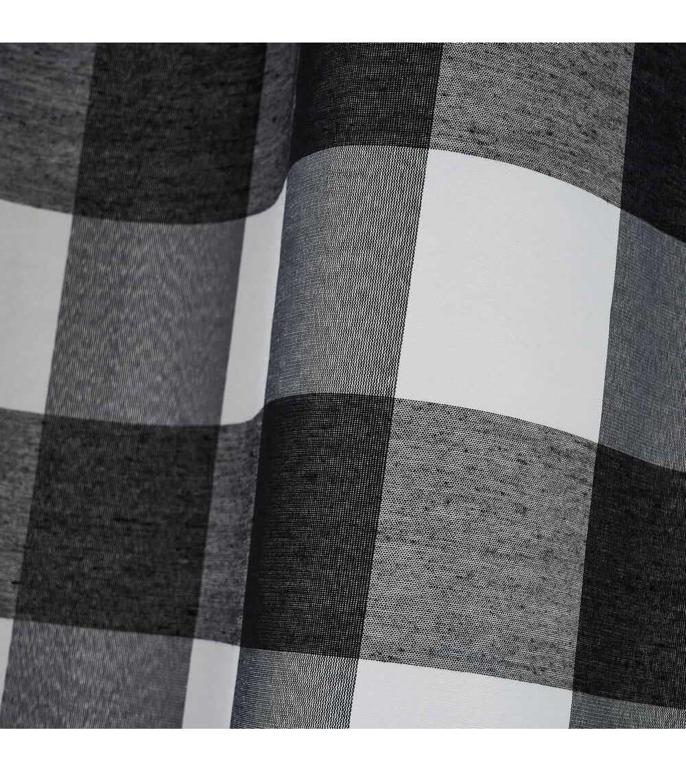 Dcasa Cortina De Cuadro Vichy Blanca Y Negra De Tela De Poliésterde 140x260 Cm