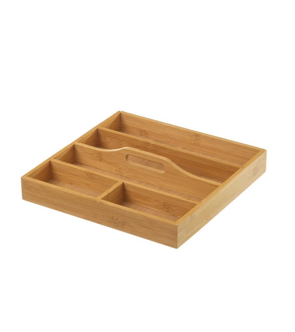 Dcasa Cubertero marrón de bambú nórdico para cocina sol nacido de 31x31x6 cm