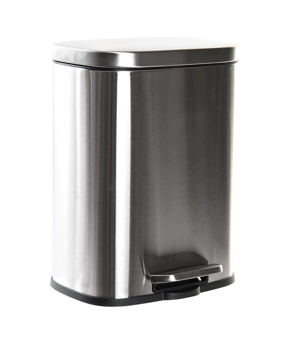 Dcasa Cubo de basura Papelera de cocina mate plateada de acero inoxidable de 12 litros
