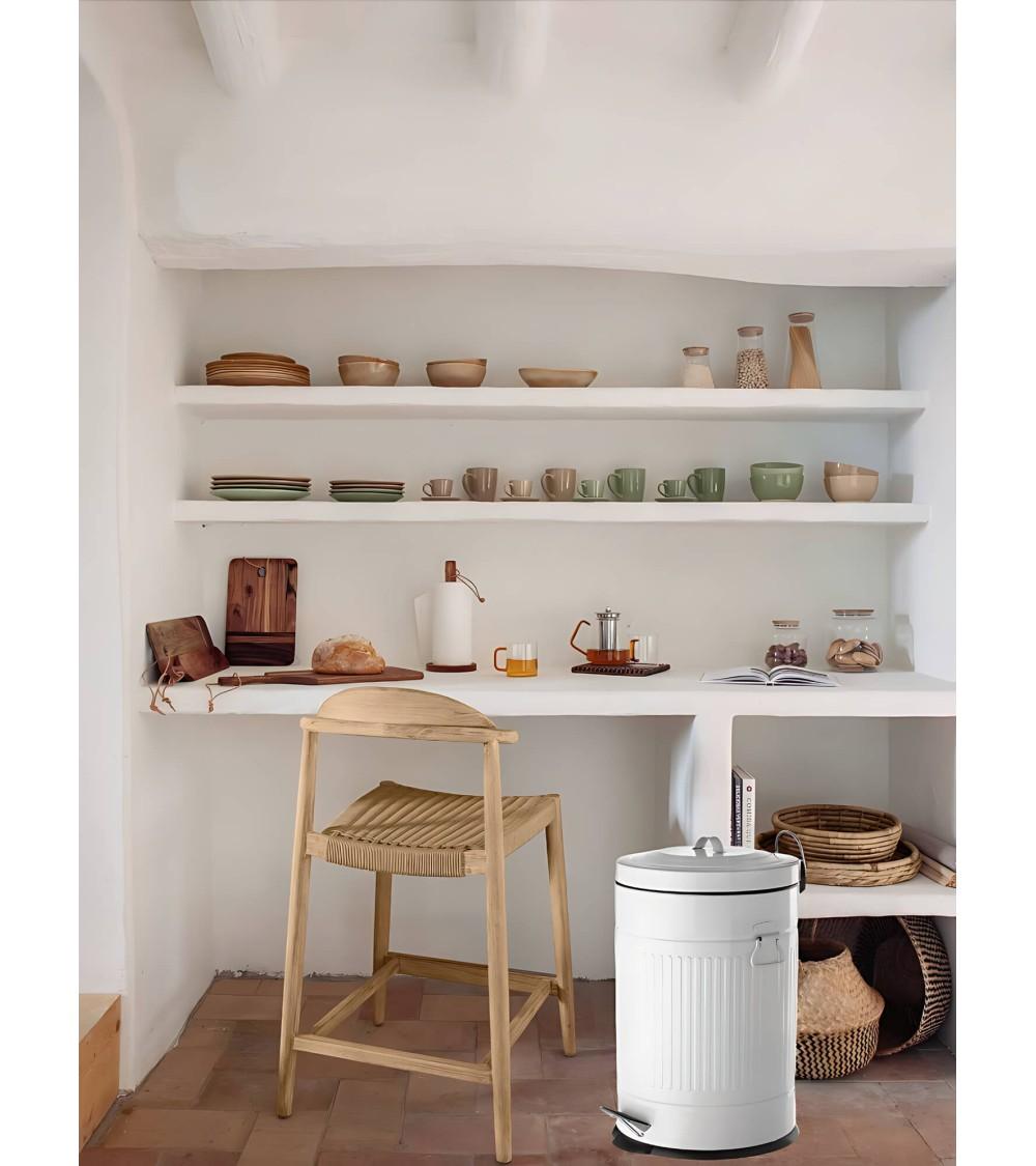 Dcasa Cubo De Basura Para Cocina Con Pedal Papelera Blanca De Acero De 20 Litros