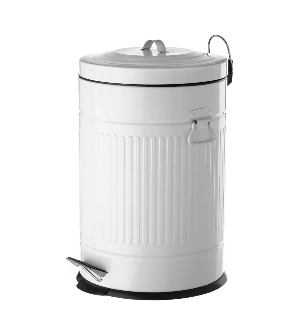 Dcasa Cubo de basura para cocina con pedal Papelera blanca de acero de 20 litros