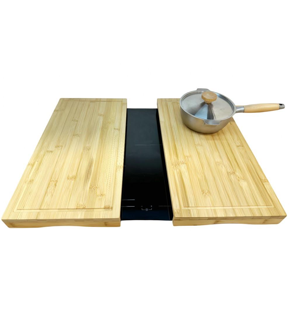 Dcasa Cubre Vitrocerámica Madera Juego De 2 Tablas De Cortar Bambú Nórdica De 56x54x4 Cm