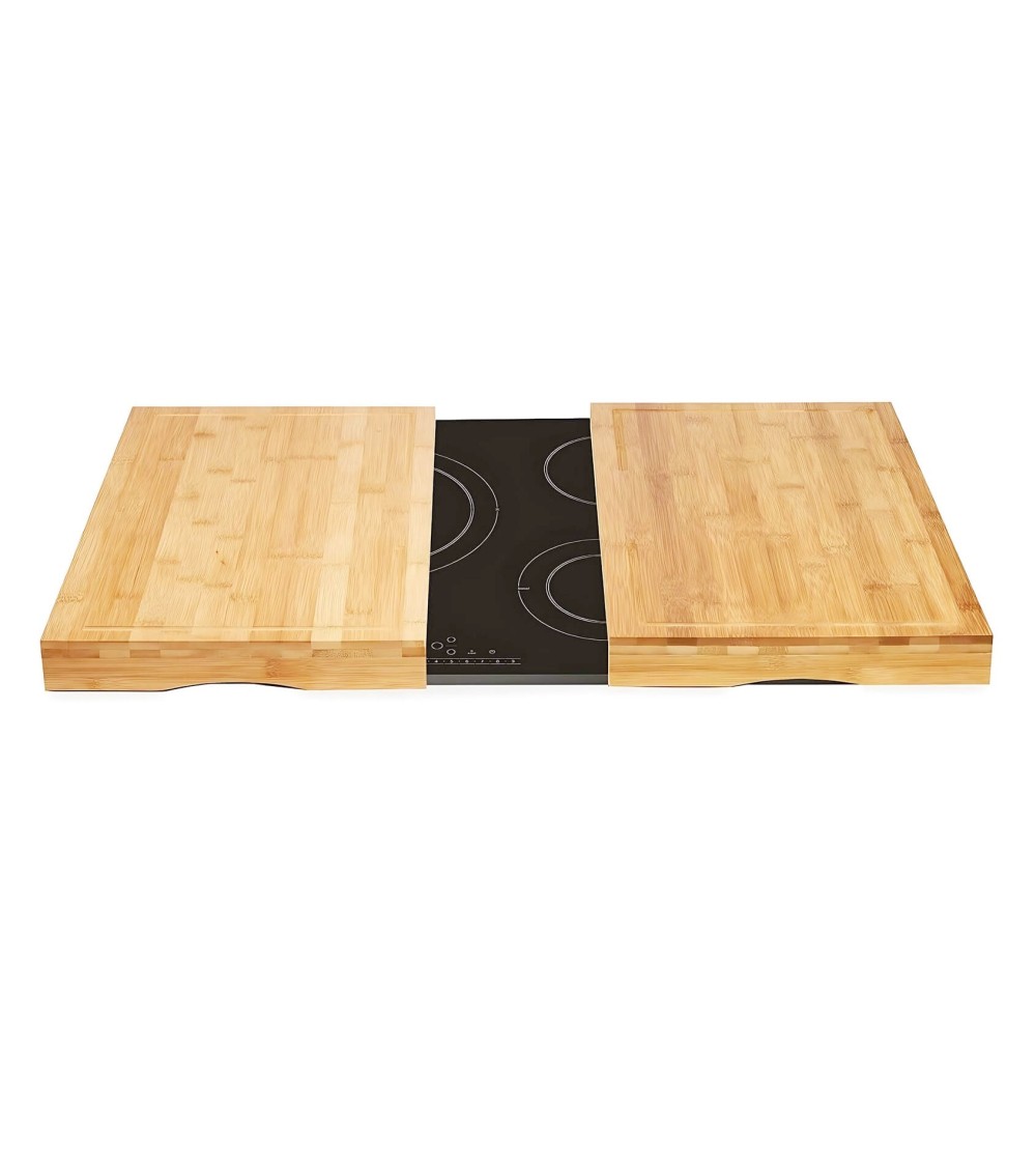 Dcasa Cubre vitrocerámica madera Juego de 2 tablas de cortar Bambú nórdica de 56x54x4 cm