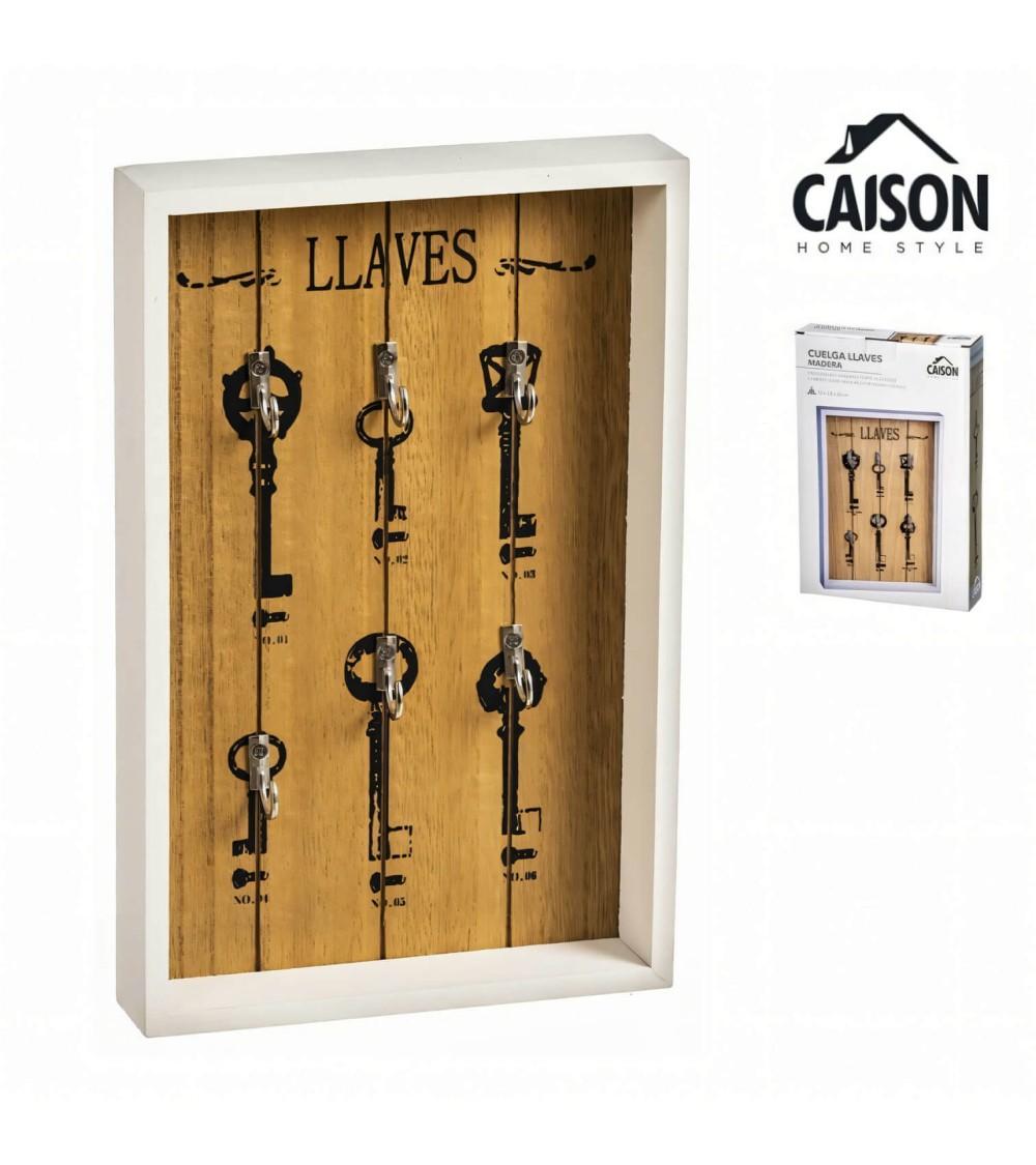 Dcasa Cuelga Llaves De Pared Clasicos Con 6 Colgadores De Madera Natural De 18x28 Cm