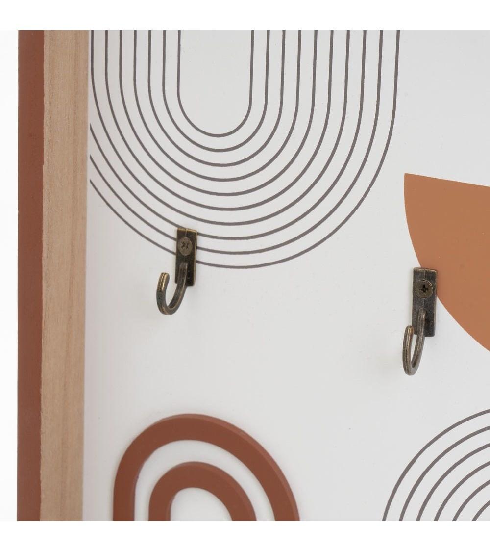 Dcasa Cuelga Llaves Moderna Con 6 Colgadores De Madera Natural De Paulonia De 24x30 Cm