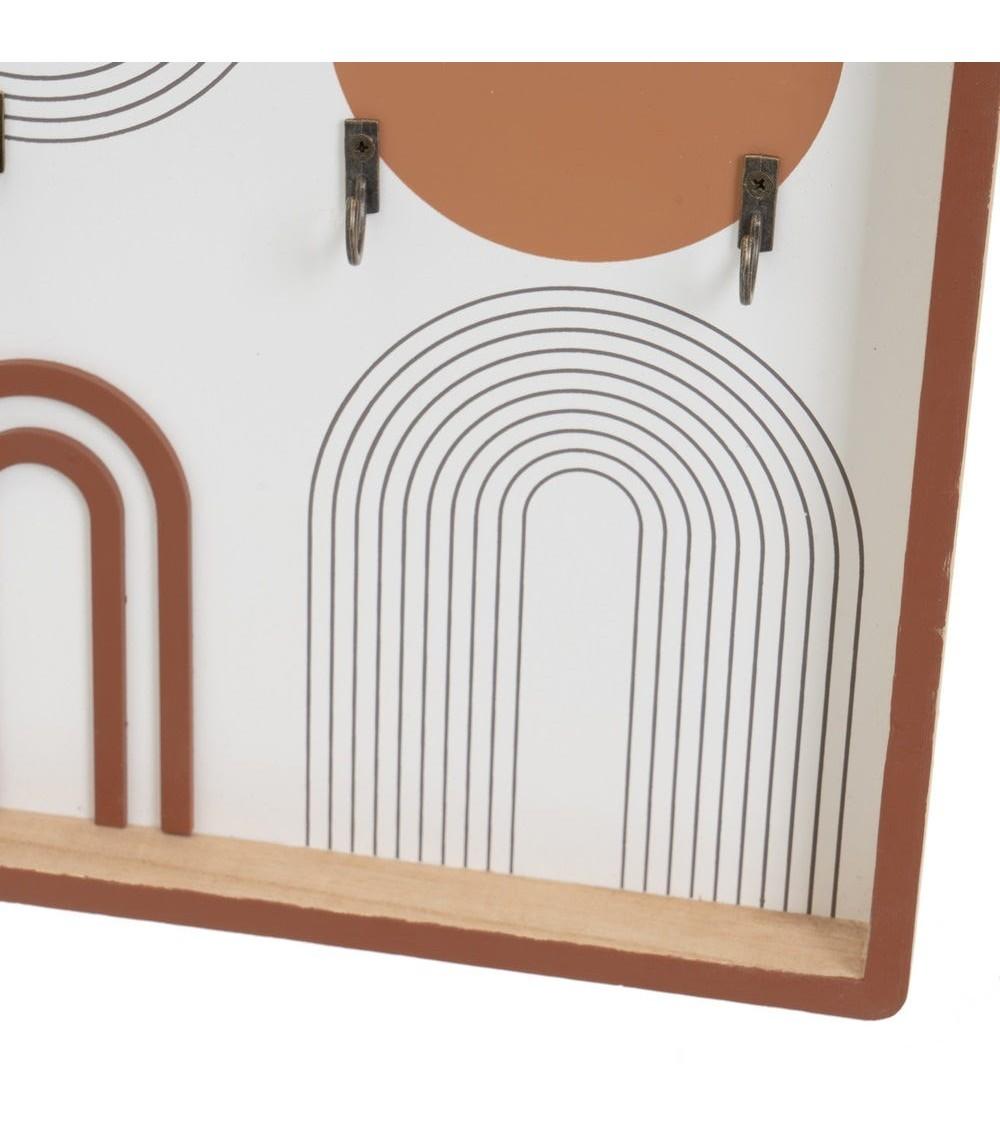 Dcasa Cuelga Llaves Moderna Con 6 Colgadores De Madera Natural De Paulonia De 24x30 Cm
