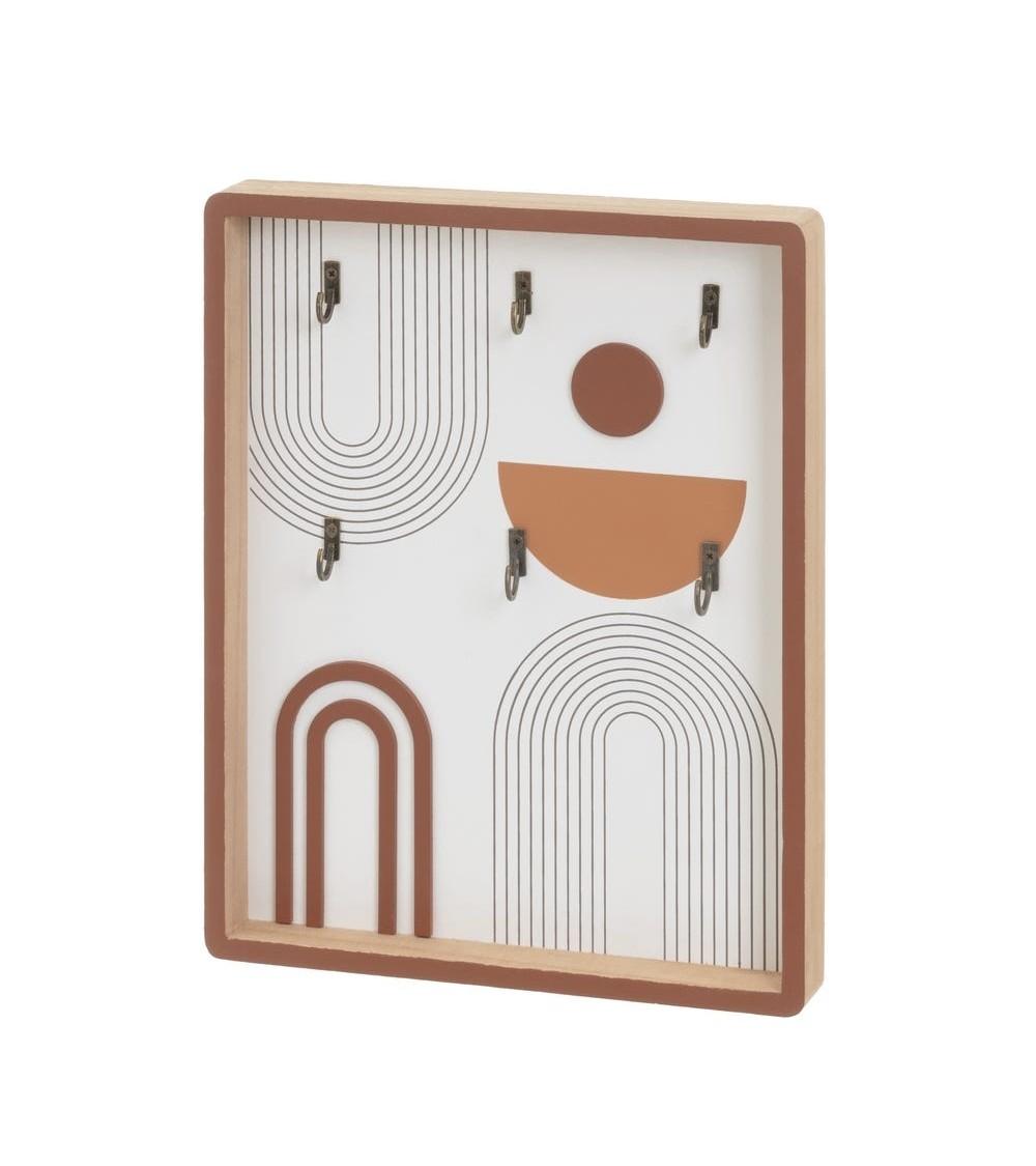 Dcasa Cuelga llaves moderna con 6 colgadores de madera natural de paulonia de 24x30 cm