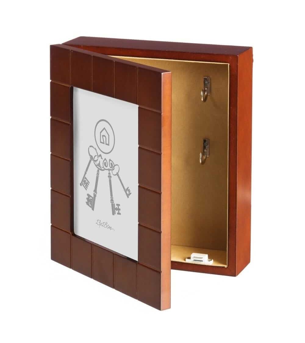 Dcasa Cuelga Llaves Portafotos De 6 Colgadores De Madera Marrón De 20x24 Cm