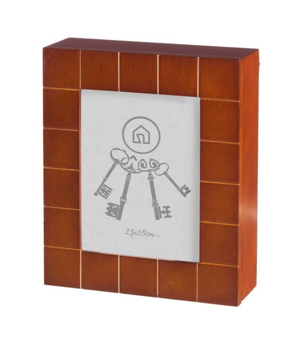 Dcasa Cuelga llaves portafotos de 6 colgadores de madera marrón de 20x24 cm