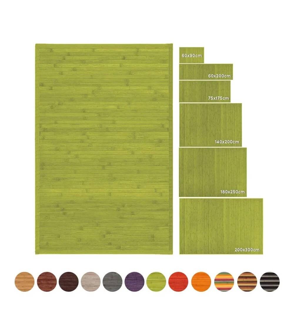 Dcasa Alfombra Pasillera De Bambú Verde 60 X 90 Cm