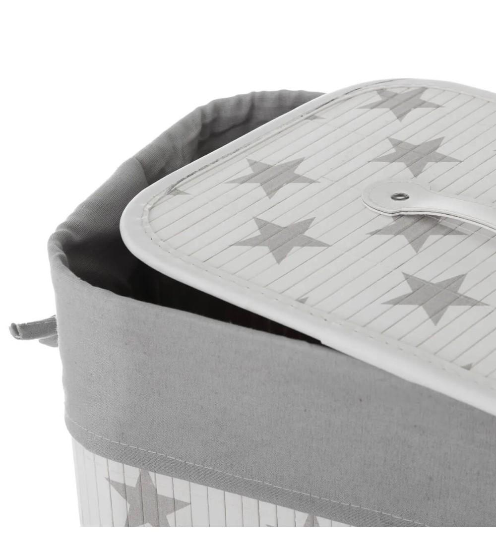 Dcasa Cesto De Ropa De Bambú Blanco De 50x35x25 Cm