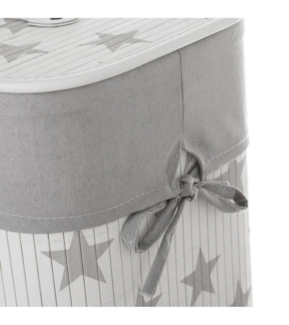 Dcasa Cesto De Ropa De Bambú Blanco De 50x35x25 Cm