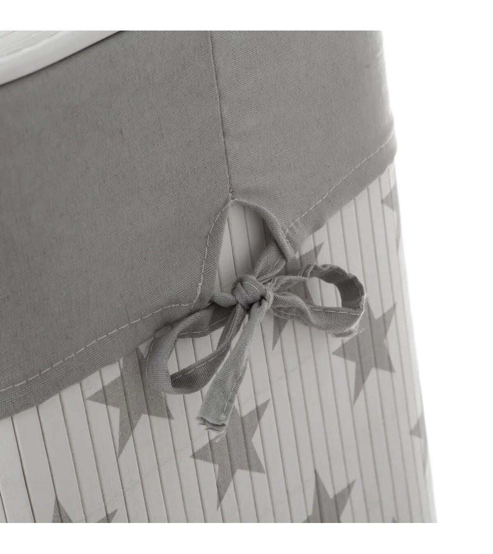 Dcasa Cesto De Ropa De Bambú Blanco De 60x40x30 Cm