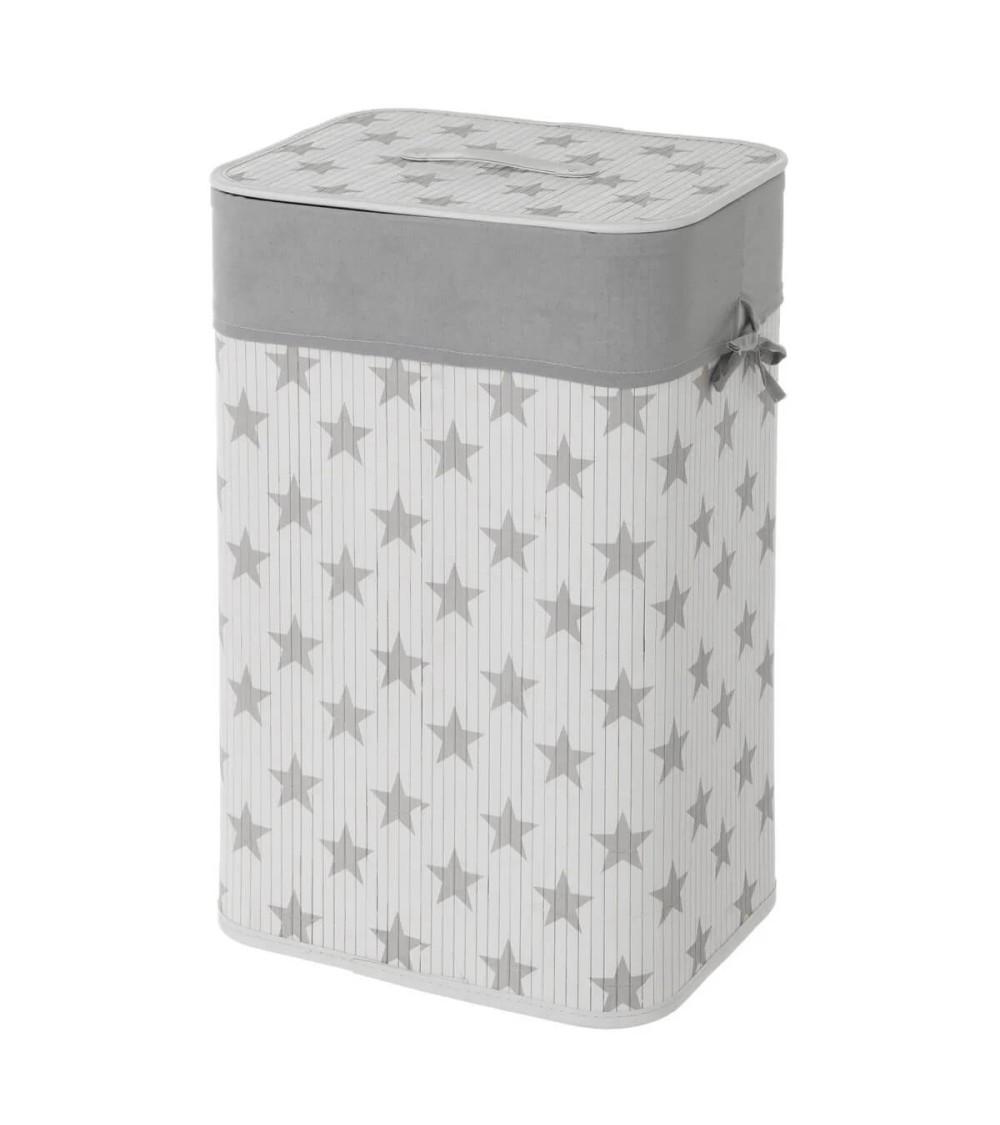 Dcasa Cesto de ropa de bambú blanco de 60x40x30 cm