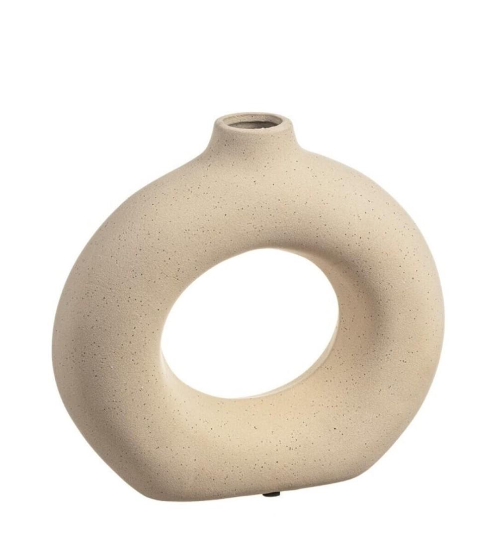 Dcasa Jarrón de cerámica boho mate Torus 19x18 cm