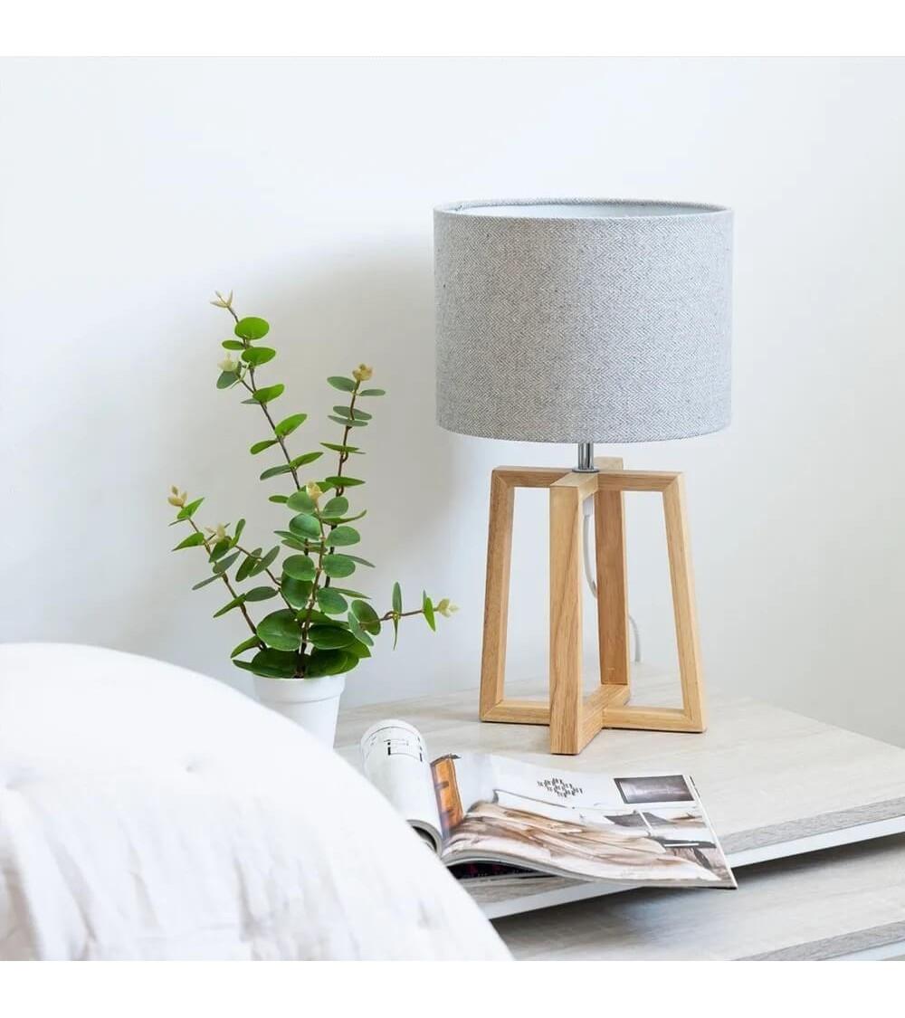 Dcasa Lámpara De Mesa De Madera Marrón De 25x44 Cm