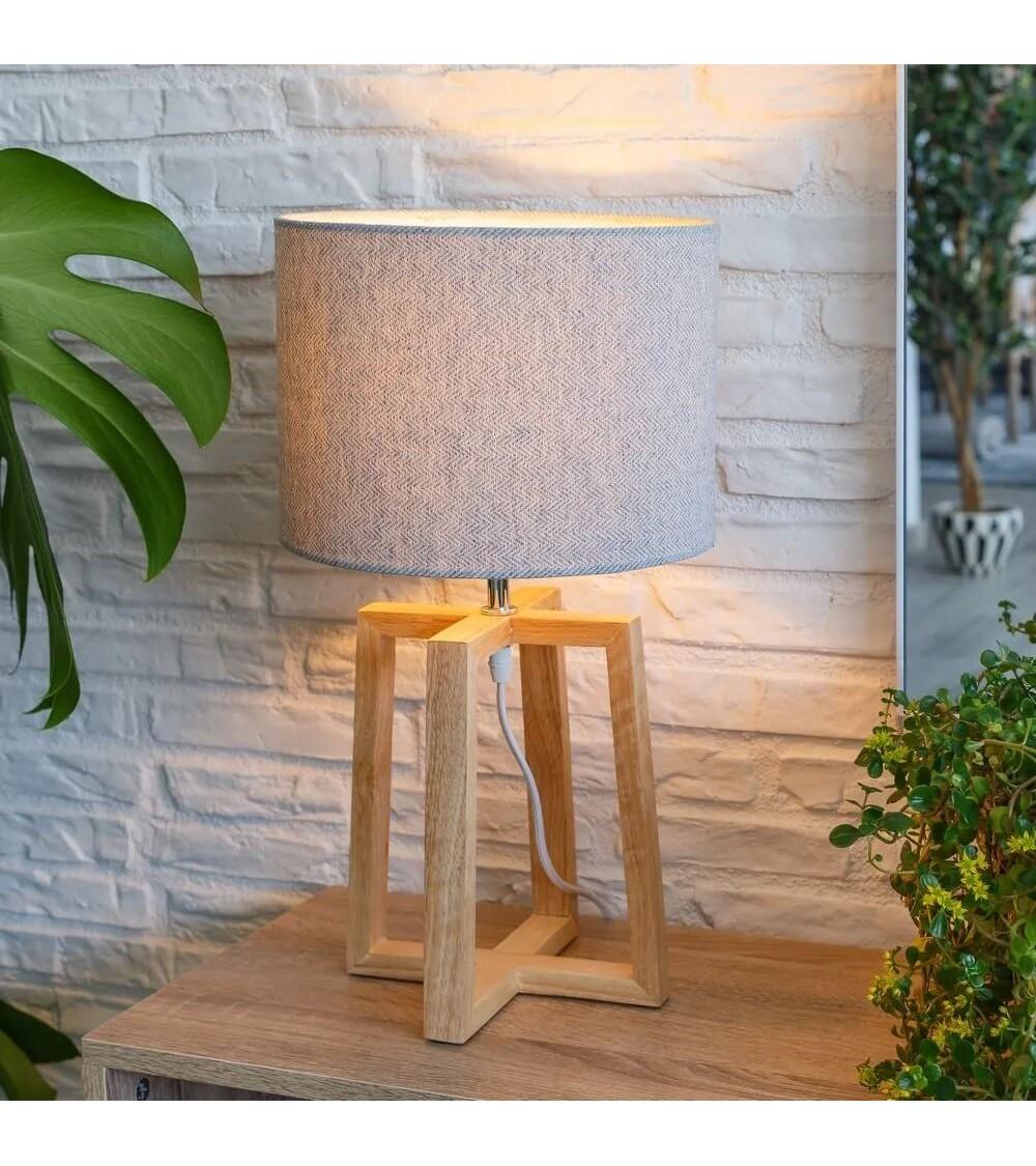 Dcasa Lámpara De Mesa De Madera Marrón De 25x44 Cm