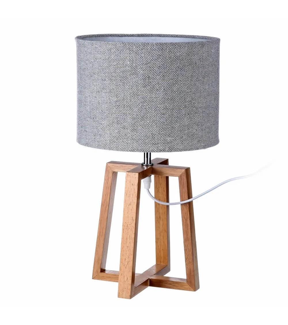 Dcasa Lámpara de mesa de madera marrón de 25x44 cm