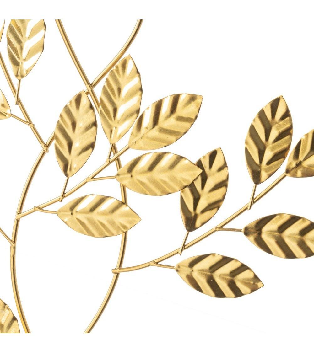 Dcasa Mural De Hojas Metal Dorado De 60x33 Cm