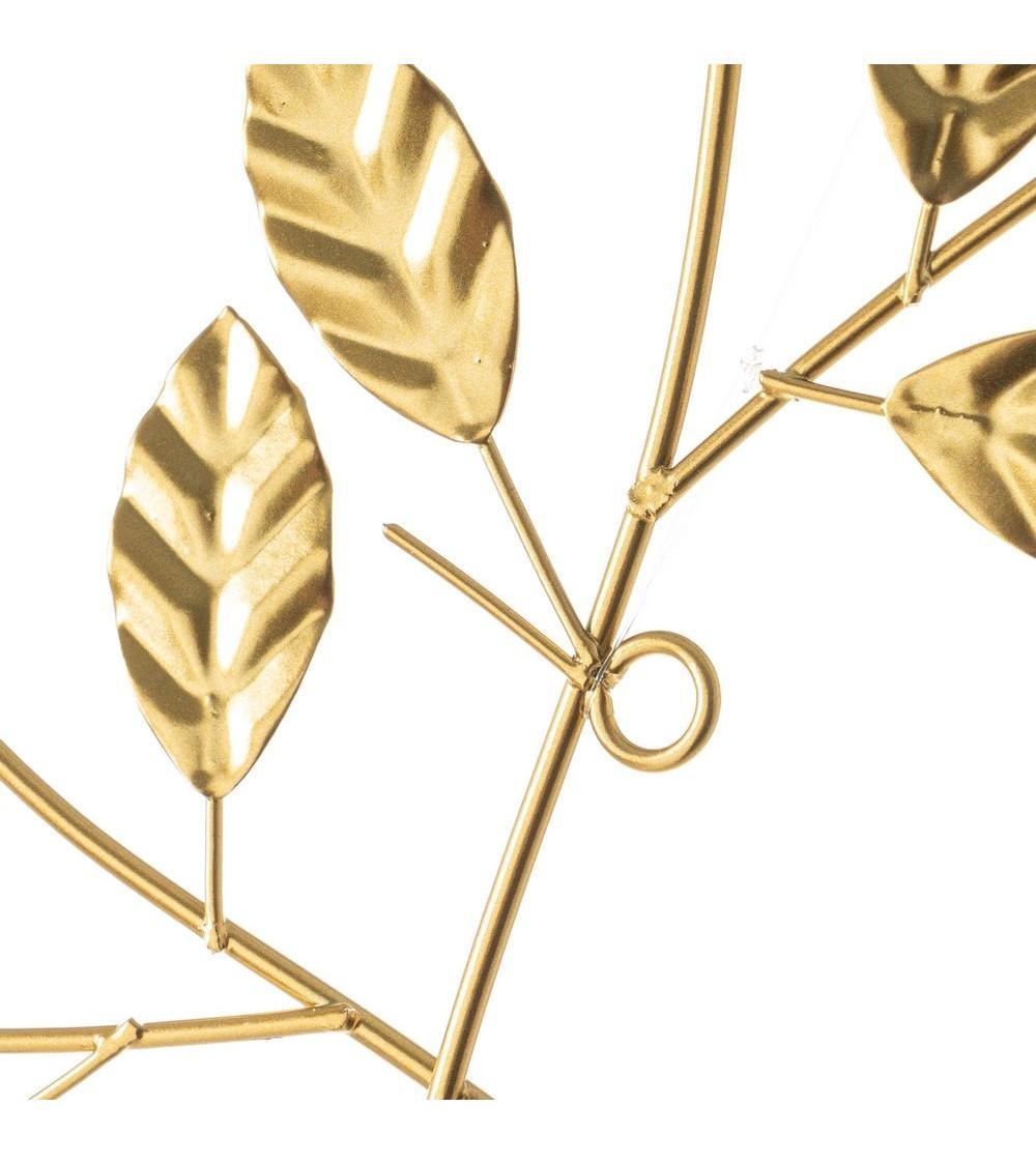 Dcasa Mural De Hojas Metal Dorado De 60x33 Cm