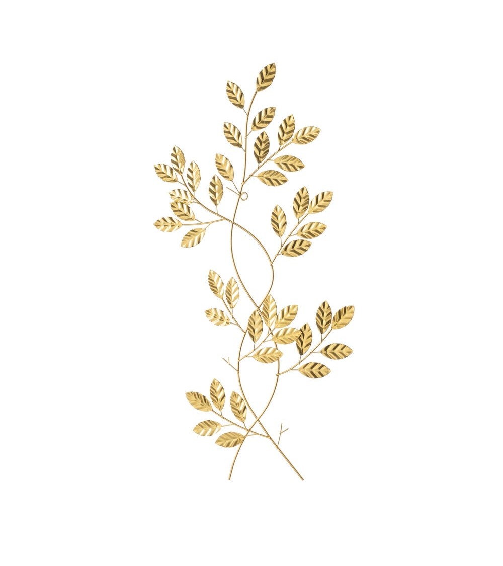 Dcasa Mural de hojas metal dorado de 60x33 cm