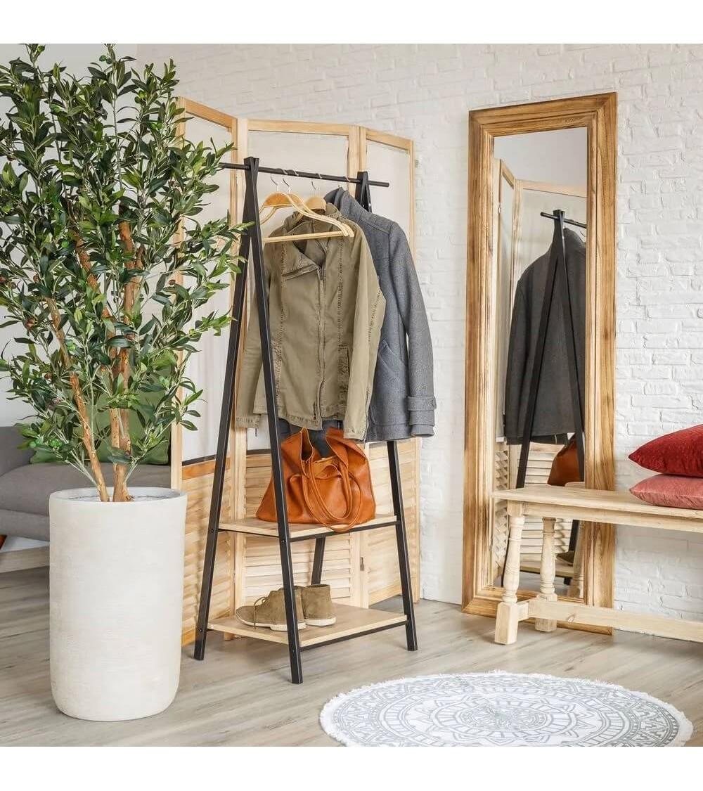 Dcasa Perchero Negro De Metal De 150x55x45 Cm