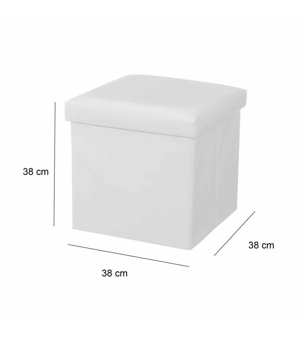 Dcasa Púff Plegable Blanco De PU De 38x38x38 Cm