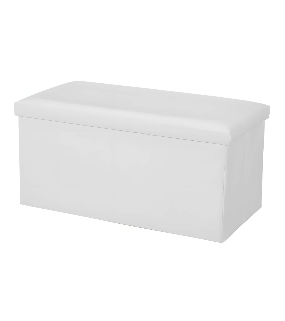 Dcasa Puff plegable blanco de PU de 38x76x38 cm
