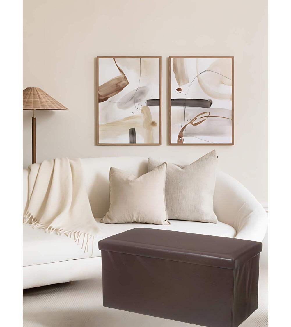 Dcasa Puff Plegable Marrón De PU De 38x76x38 Cm