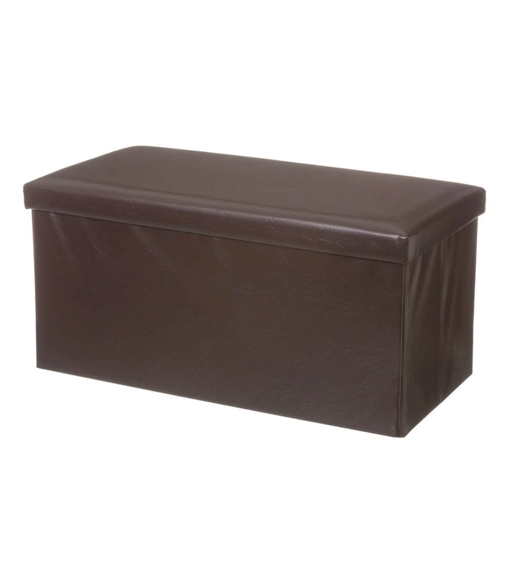 Dcasa Puff plegable marrón de PU de 38x76x38 cm