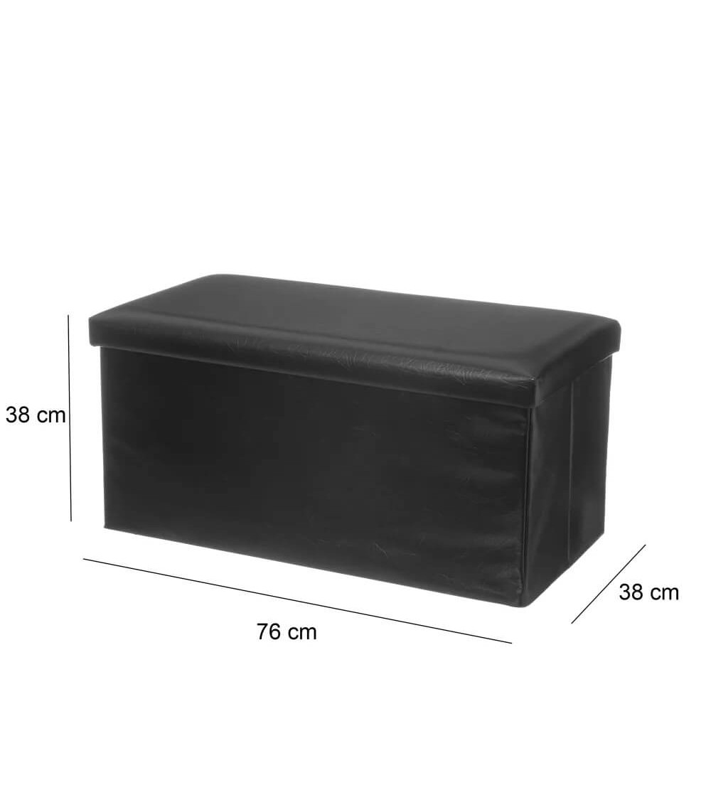 Dcasa Puff Plegable Negro De PU De 38x76x38 Cm