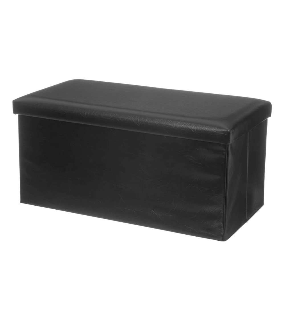 Dcasa Puff plegable negro de PU de 38x76x38 cm