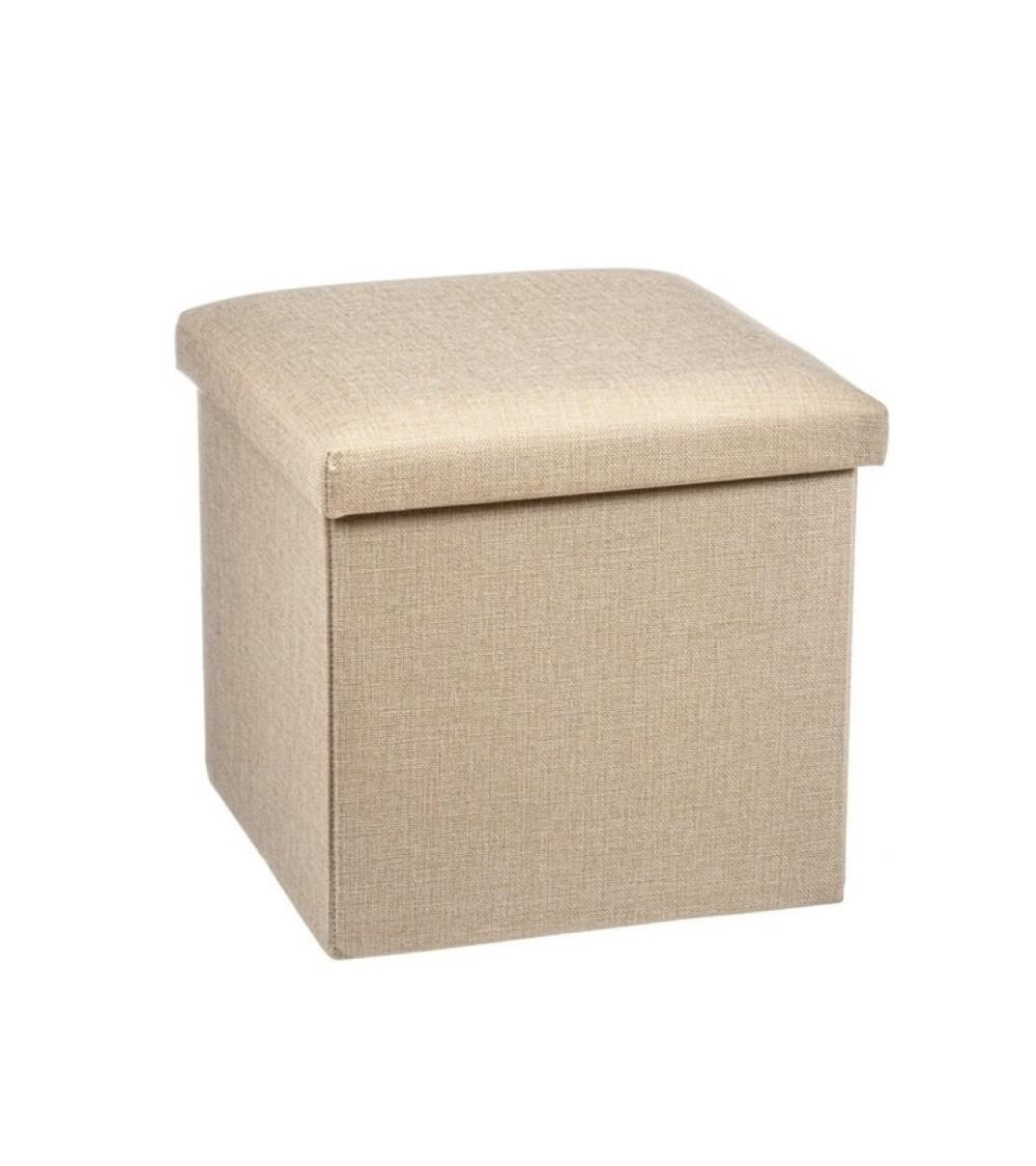 Dcasa Puff pongotodo plegable cuadrado beige 38 cm