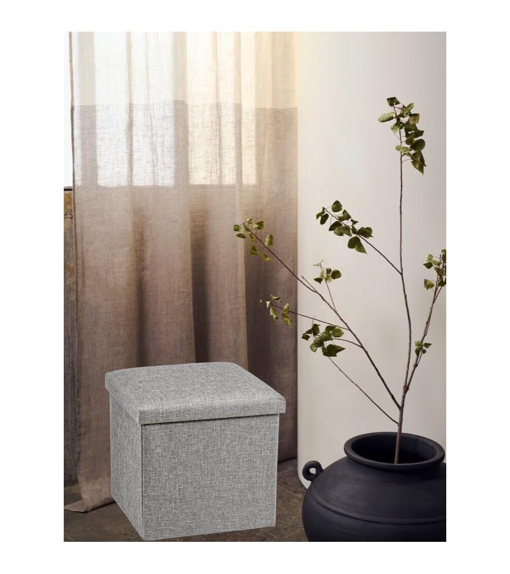 Dcasa Puff Pongotodo Plegable Cuadrado Gris 38 Cm