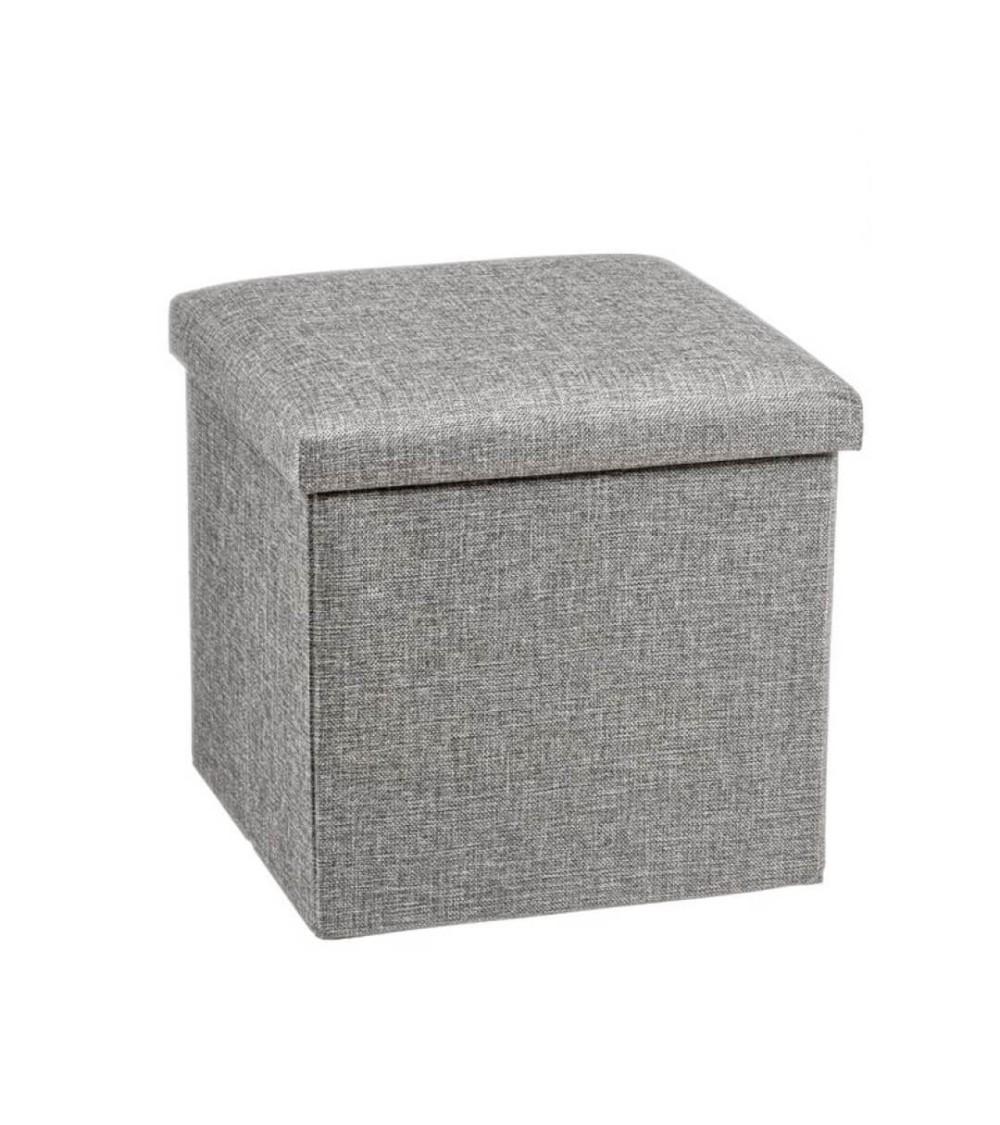 Dcasa Puff pongotodo plegable cuadrado gris 38 cm