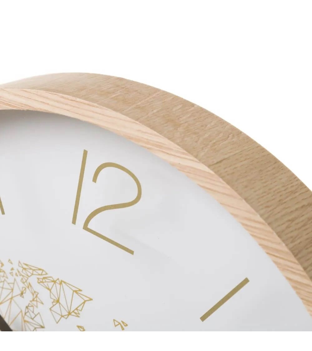 Dcasa Reloj De Pared Beige De Madera De 33 Cm