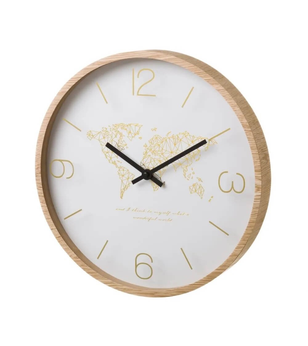 Dcasa Reloj de pared beige de madera de 33 cm