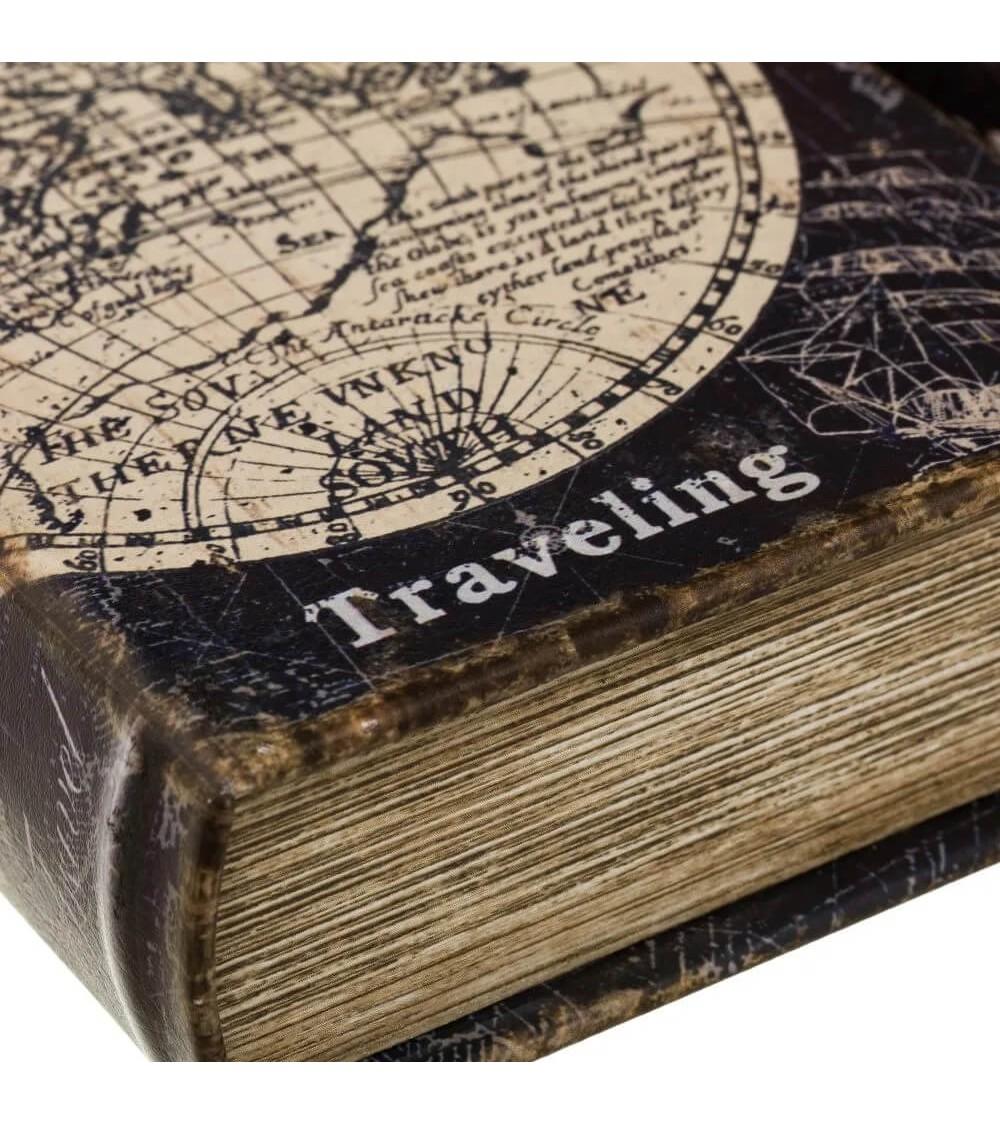 Dcasa Set De 2 Cajas Libro De Madera De Mapa Negro